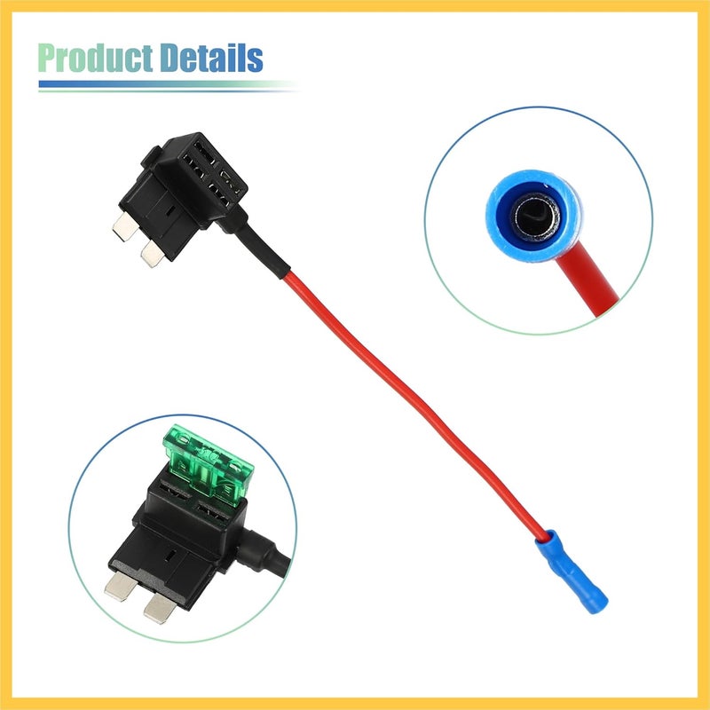 REPAIROCK 1 Set Universal 3pcs Car Fuse Tap Add a Circuit Adapter 12V with 3pcs 30A Standard Mini Low Profile Mini Blade Type Fuse Auto Replacement Parts - Image 4
